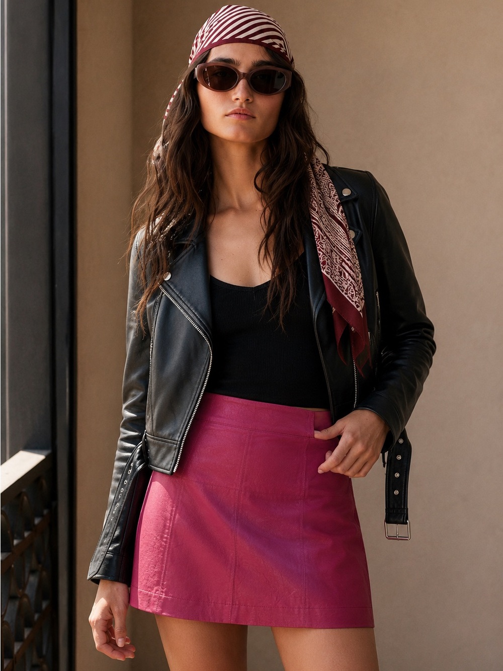 Free People Size 2 Pink Faux Leather Mini Skirt A Line Vegan Leather